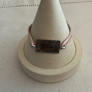 Pink Suede Love Silver Love Bracelet